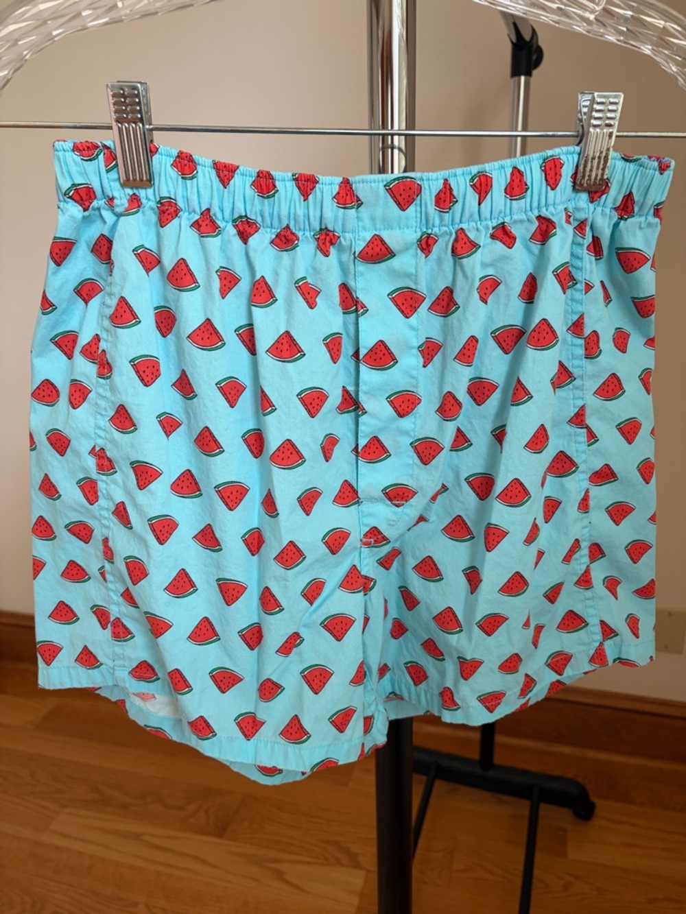 Banana Republic Aqua Boxer Shorts with Pink Watermelon Print